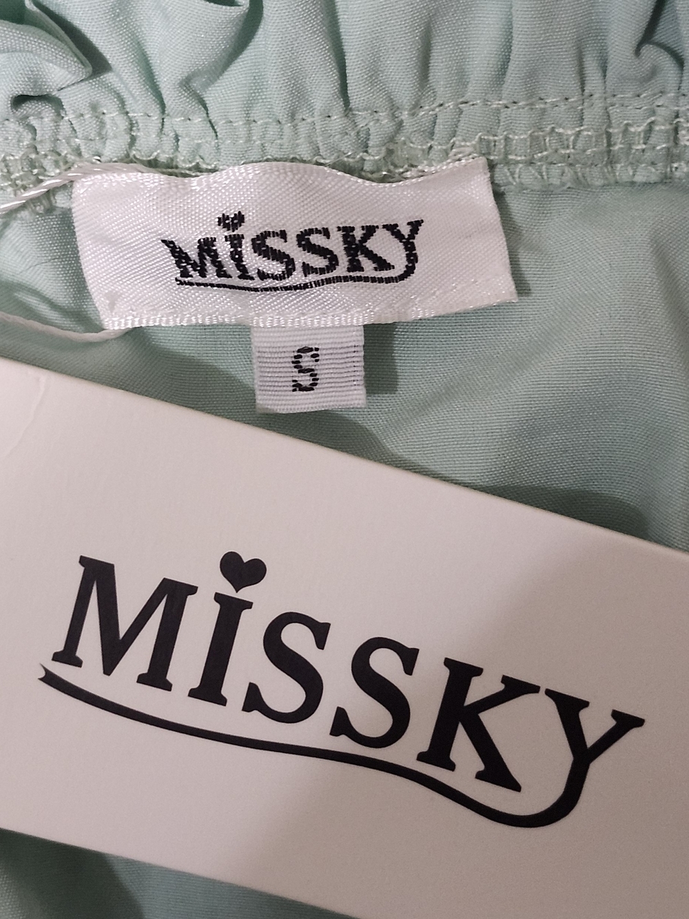 Missky Mint Green Smocked Midi Dress | Square Neck | Long Sleeve | Size S. NWT. - Picture 7 of 9